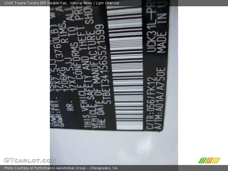 Natural White / Light Charcoal 2006 Toyota Tundra SR5 Double Cab