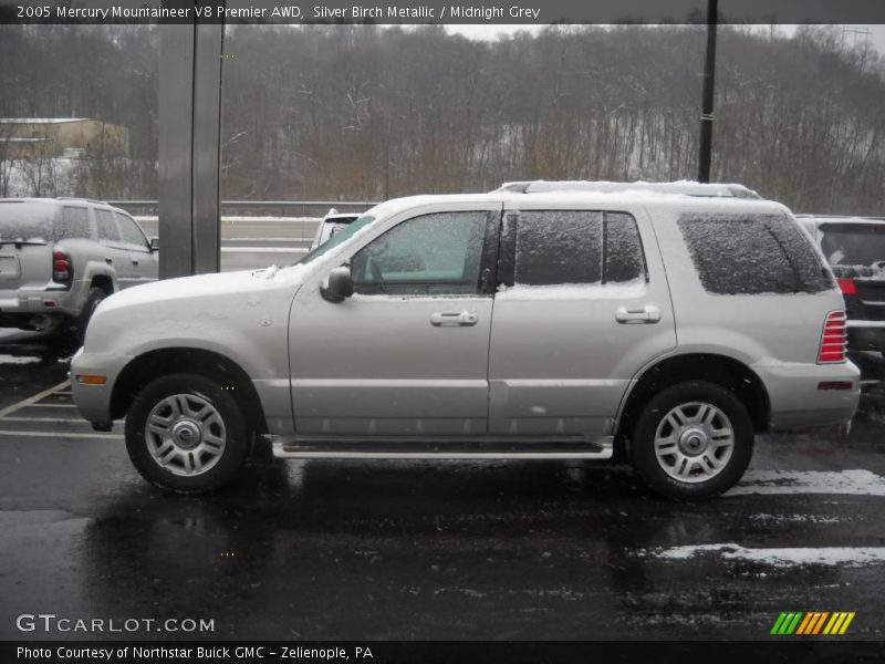 Silver Birch Metallic / Midnight Grey 2005 Mercury Mountaineer V8 Premier AWD