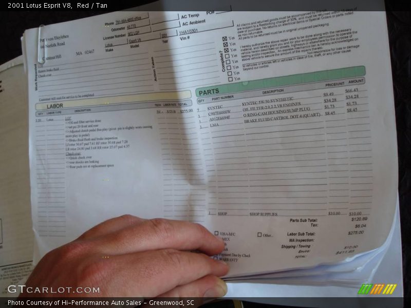 Red / Tan 2001 Lotus Esprit V8