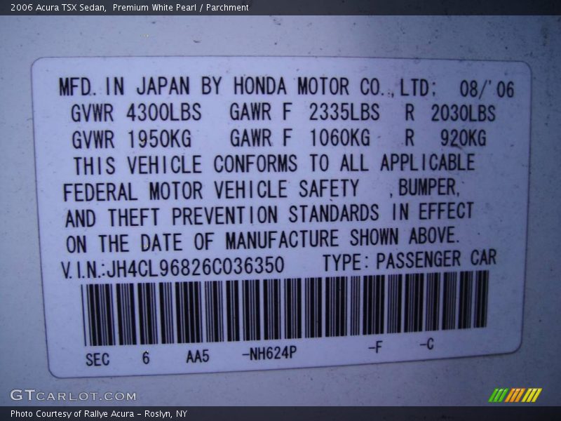 Premium White Pearl / Parchment 2006 Acura TSX Sedan