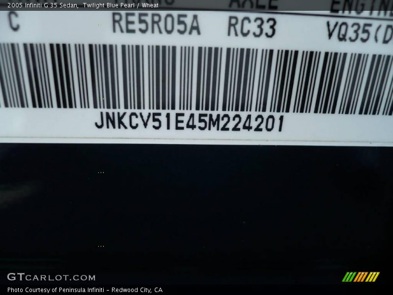 Twilight Blue Pearl / Wheat 2005 Infiniti G 35 Sedan