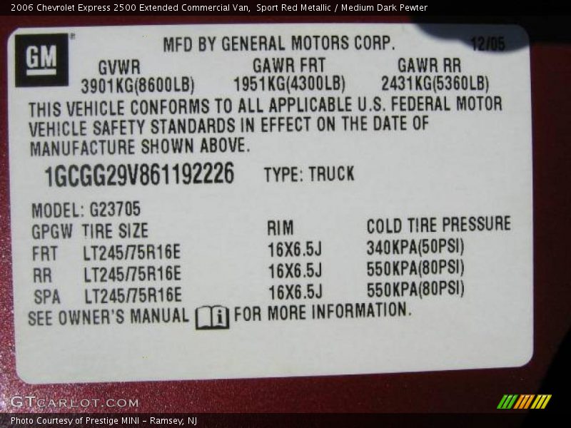 Sport Red Metallic / Medium Dark Pewter 2006 Chevrolet Express 2500 Extended Commercial Van