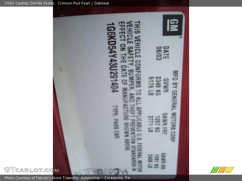 Crimson Red Pearl / Oatmeal 2003 Cadillac DeVille Sedan