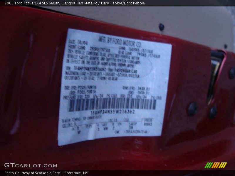 Sangria Red Metallic / Dark Pebble/Light Pebble 2005 Ford Focus ZX4 SES Sedan