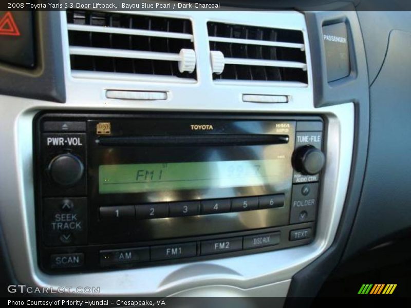 Bayou Blue Pearl / Dark Charcoal 2008 Toyota Yaris S 3 Door Liftback