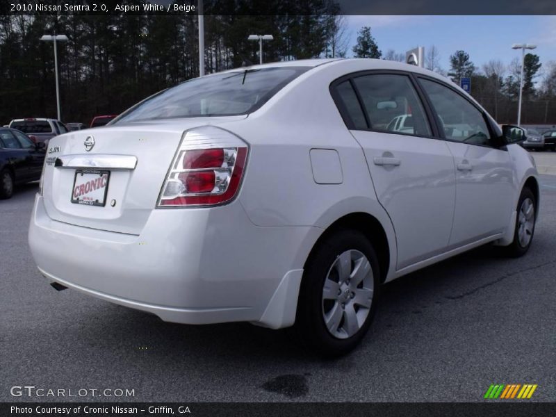 Aspen White / Beige 2010 Nissan Sentra 2.0