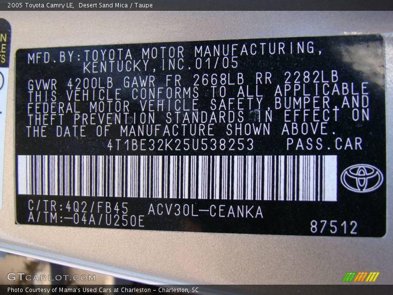 Desert Sand Mica / Taupe 2005 Toyota Camry LE