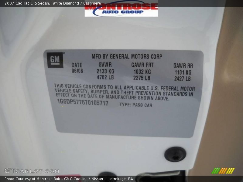 White Diamond / Cashmere 2007 Cadillac CTS Sedan