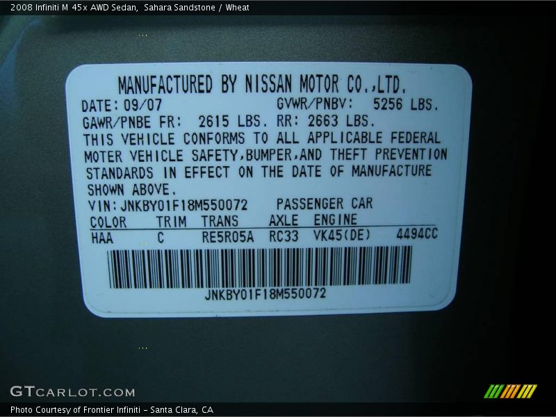 Sahara Sandstone / Wheat 2008 Infiniti M 45x AWD Sedan