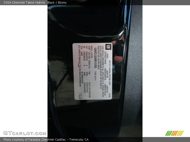 Black / Ebony 2009 Chevrolet Tahoe Hybrid