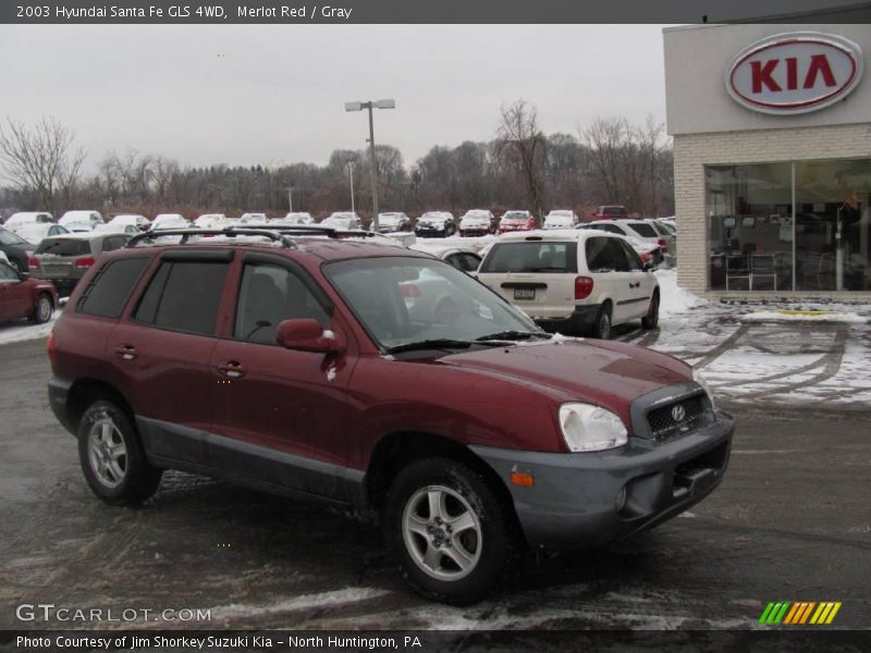 Merlot Red / Gray 2003 Hyundai Santa Fe GLS 4WD
