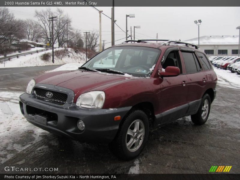 Merlot Red / Gray 2003 Hyundai Santa Fe GLS 4WD