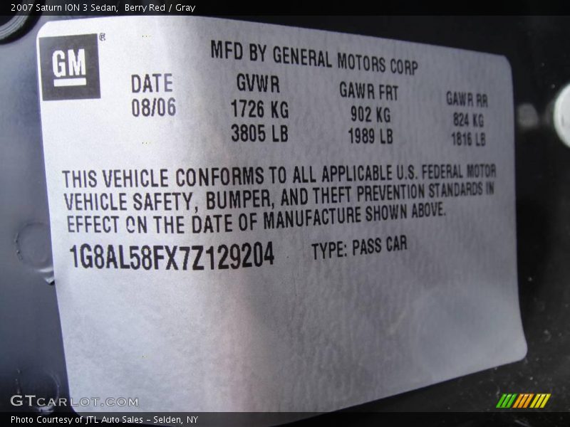 Berry Red / Gray 2007 Saturn ION 3 Sedan