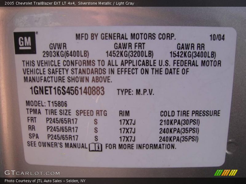 Silverstone Metallic / Light Gray 2005 Chevrolet TrailBlazer EXT LT 4x4