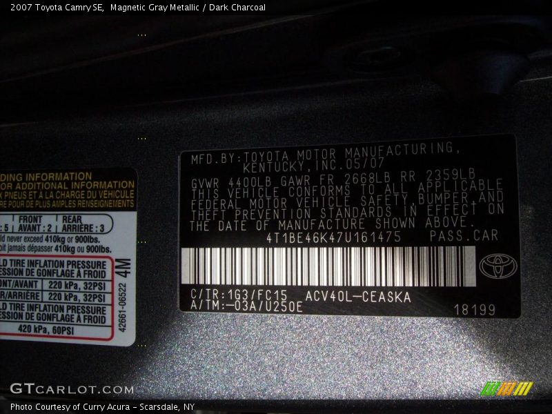Magnetic Gray Metallic / Dark Charcoal 2007 Toyota Camry SE