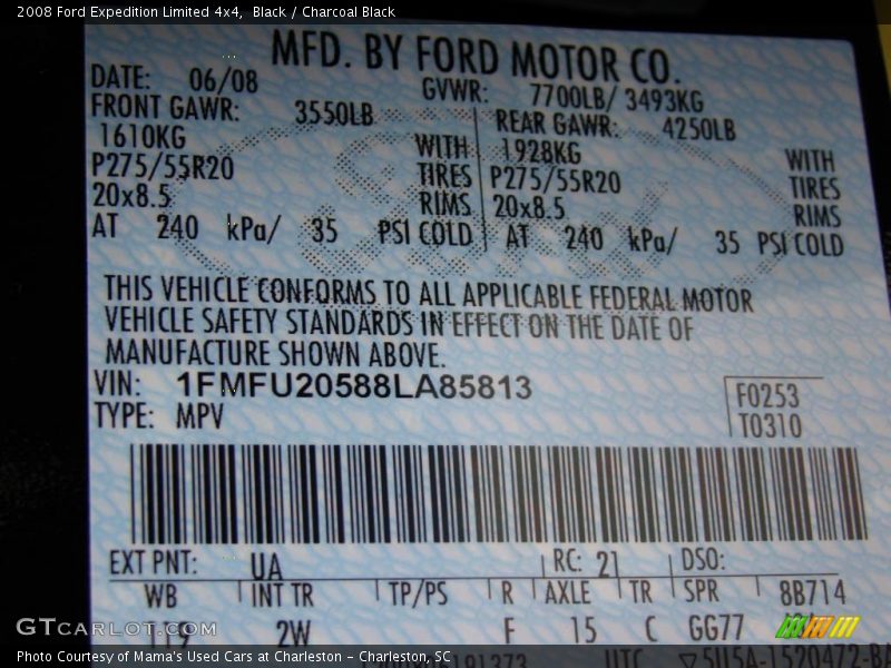 Black / Charcoal Black 2008 Ford Expedition Limited 4x4