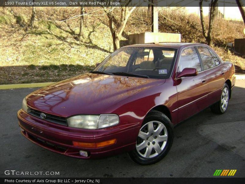 Dark Wine Red Pearl / Beige 1993 Toyota Camry XLE V6 Sedan