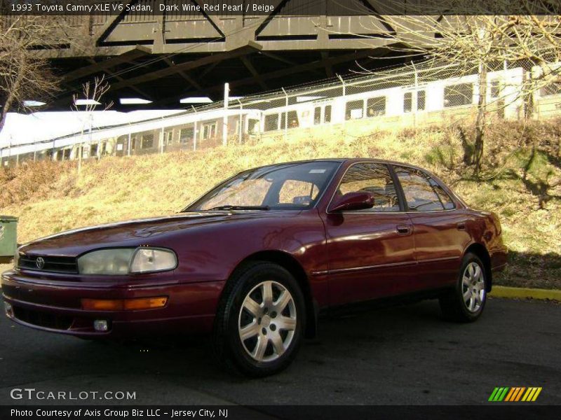 Dark Wine Red Pearl / Beige 1993 Toyota Camry XLE V6 Sedan