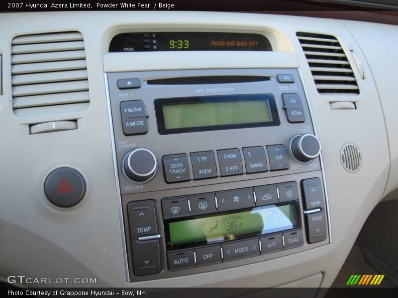 Powder White Pearl / Beige 2007 Hyundai Azera Limited