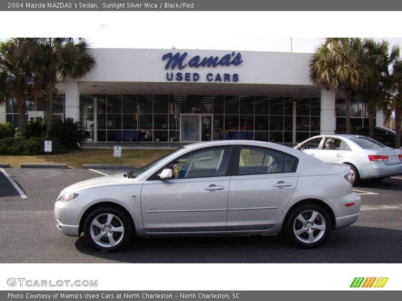 Sunlight Silver Mica / Black/Red 2004 Mazda MAZDA3 s Sedan