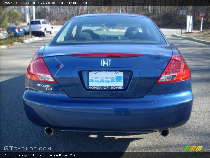 Sapphire Blue Pearl / Black 2007 Honda Accord LX V6 Coupe