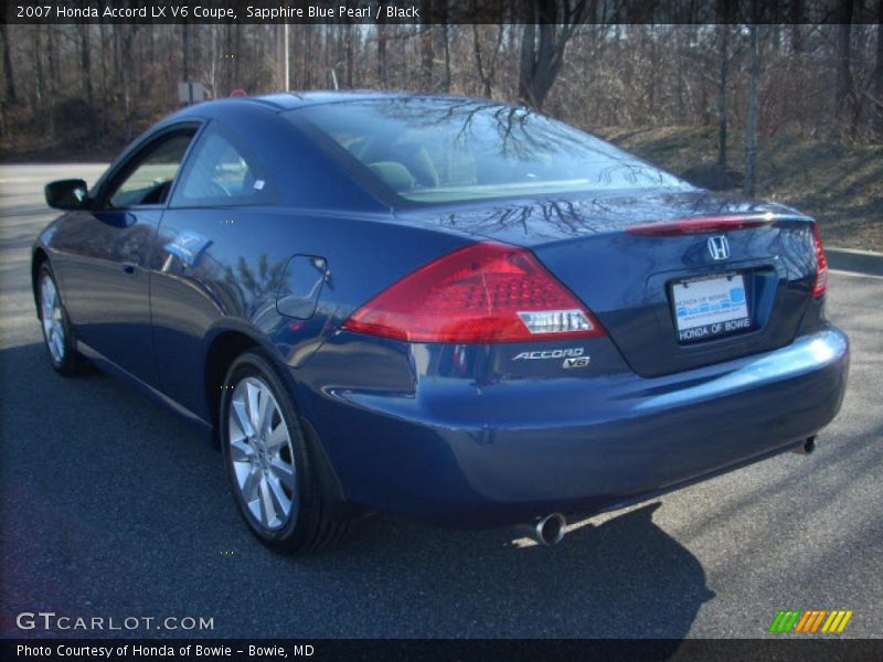 Sapphire Blue Pearl / Black 2007 Honda Accord LX V6 Coupe