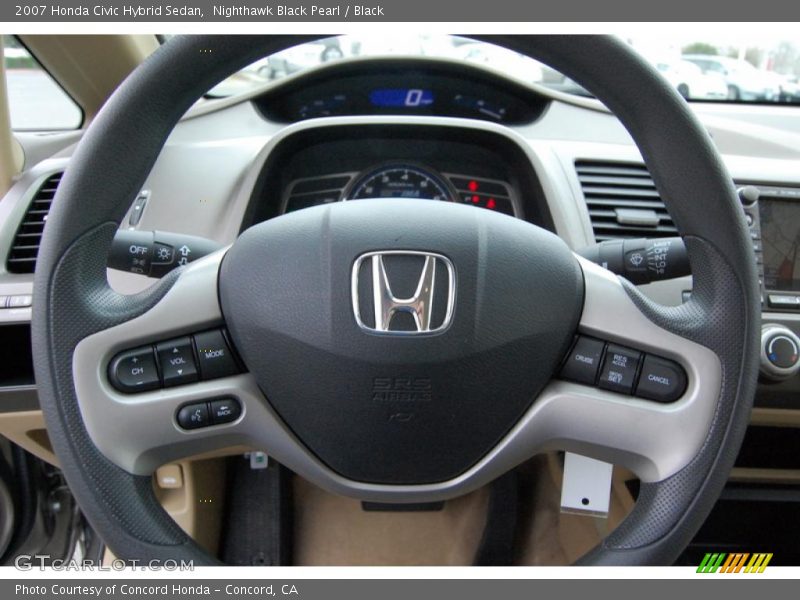 Nighthawk Black Pearl / Black 2007 Honda Civic Hybrid Sedan