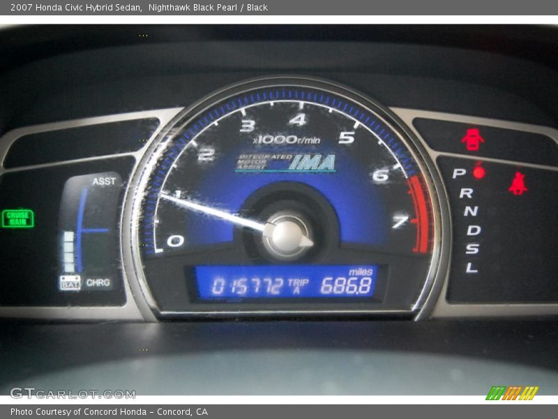 Nighthawk Black Pearl / Black 2007 Honda Civic Hybrid Sedan