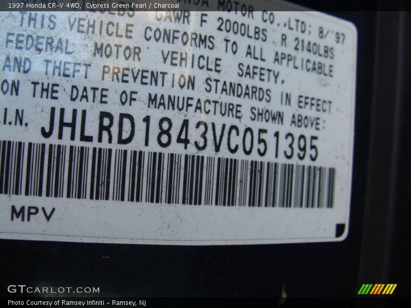 Cypress Green Pearl / Charcoal 1997 Honda CR-V 4WD