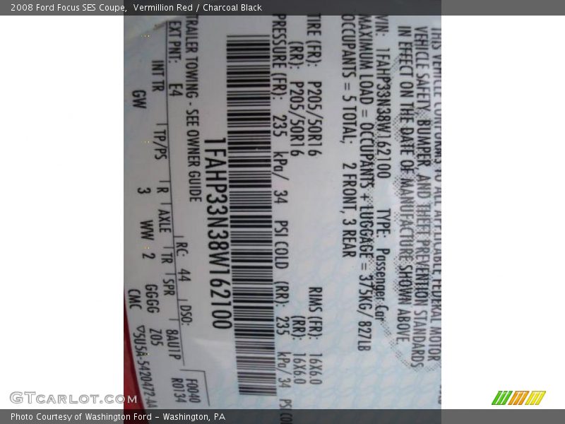 Vermillion Red / Charcoal Black 2008 Ford Focus SES Coupe