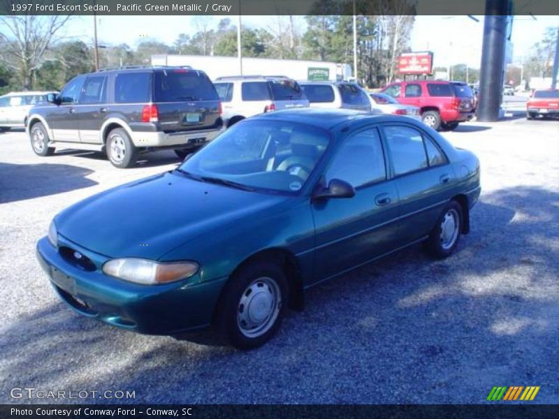 Pacific Green Metallic / Gray 1997 Ford Escort Sedan