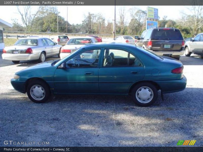 Pacific Green Metallic / Gray 1997 Ford Escort Sedan