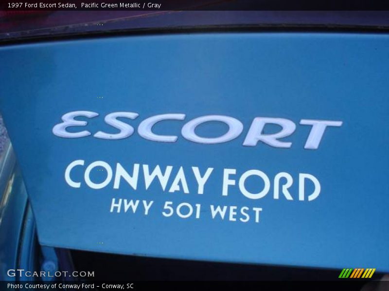 Pacific Green Metallic / Gray 1997 Ford Escort Sedan