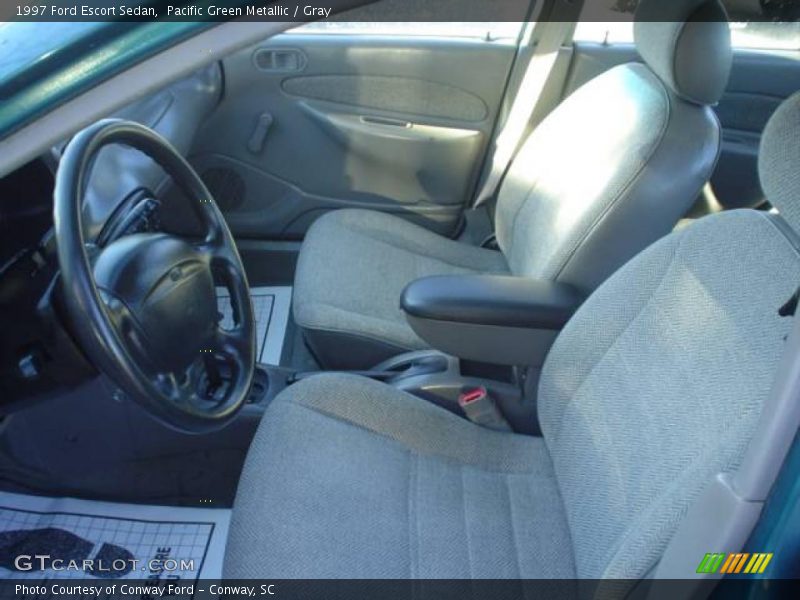 Pacific Green Metallic / Gray 1997 Ford Escort Sedan