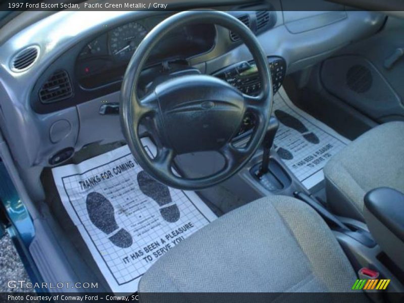 Pacific Green Metallic / Gray 1997 Ford Escort Sedan