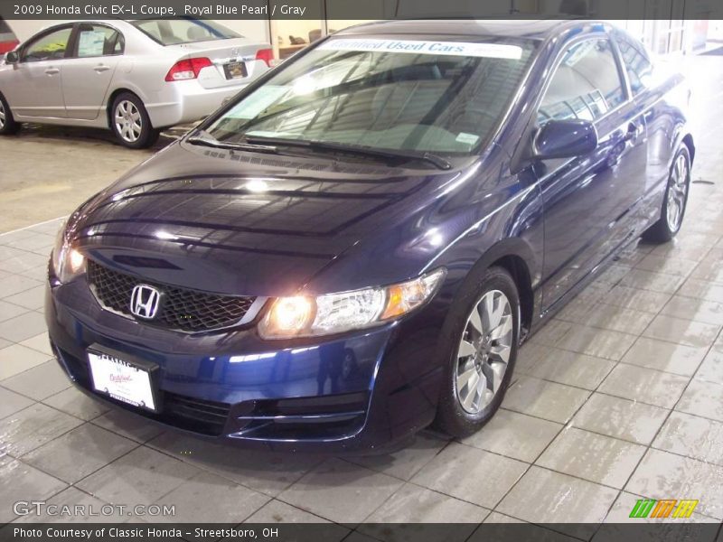 Royal Blue Pearl / Gray 2009 Honda Civic EX-L Coupe
