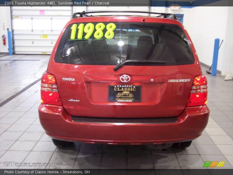 Sundown Red Pearl / Charcoal 2003 Toyota Highlander 4WD