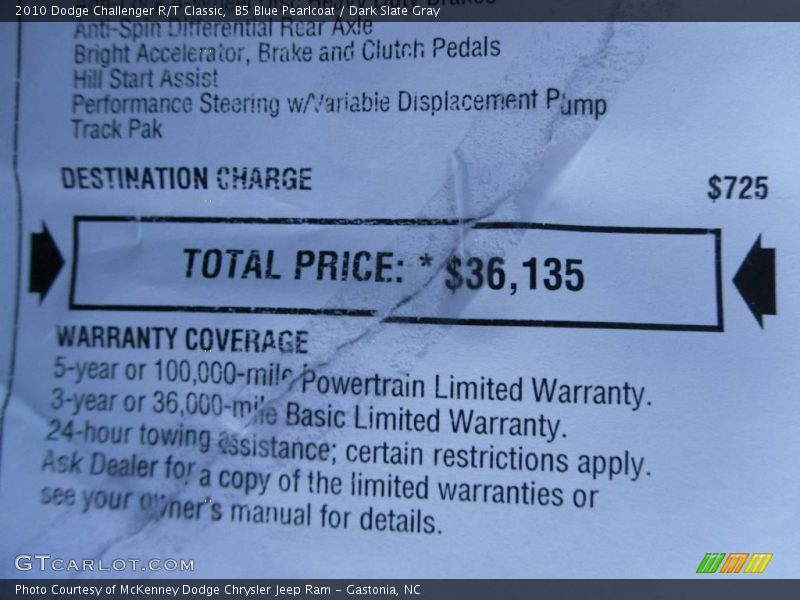 B5 Blue Pearlcoat / Dark Slate Gray 2010 Dodge Challenger R/T Classic