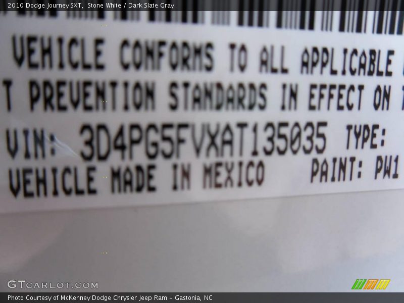 Stone White / Dark Slate Gray 2010 Dodge Journey SXT