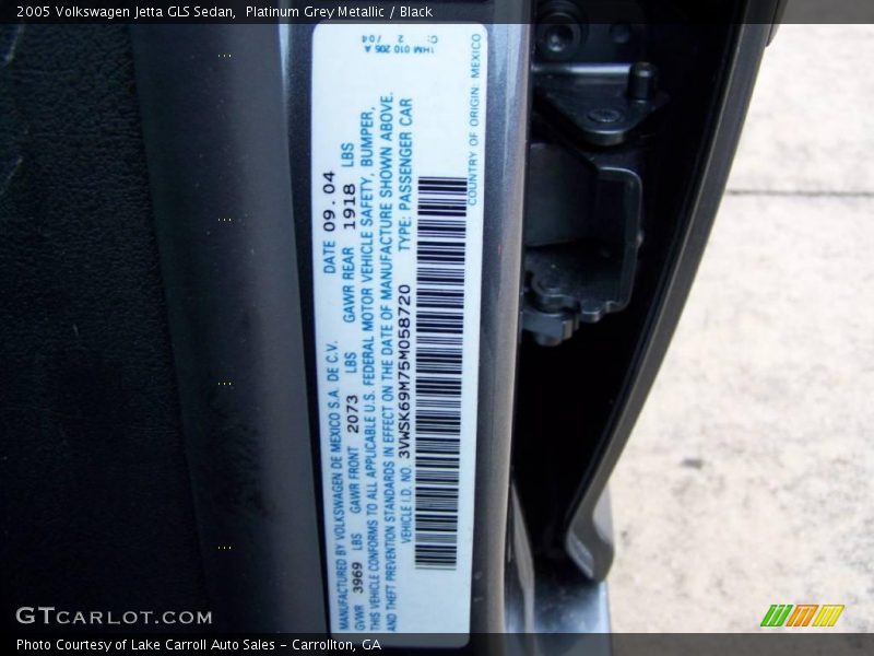Platinum Grey Metallic / Black 2005 Volkswagen Jetta GLS Sedan