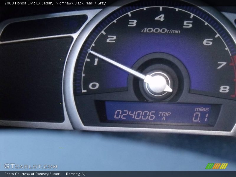 Nighthawk Black Pearl / Gray 2008 Honda Civic EX Sedan