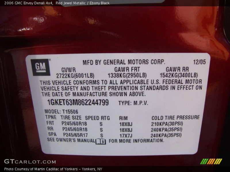 Red Jewel Metallic / Ebony Black 2006 GMC Envoy Denali 4x4