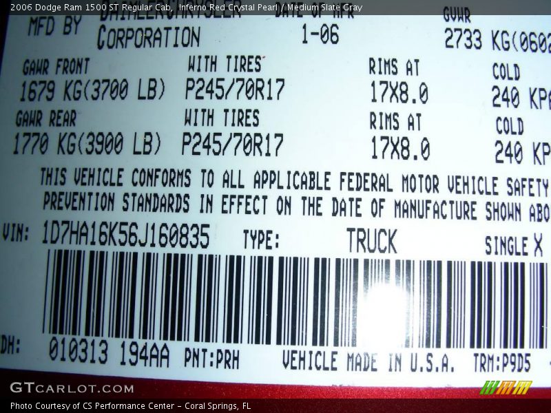 Inferno Red Crystal Pearl / Medium Slate Gray 2006 Dodge Ram 1500 ST Regular Cab