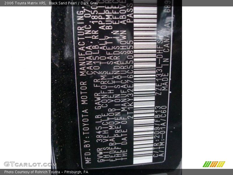 Black Sand Pearl / Dark Gray 2006 Toyota Matrix XRS