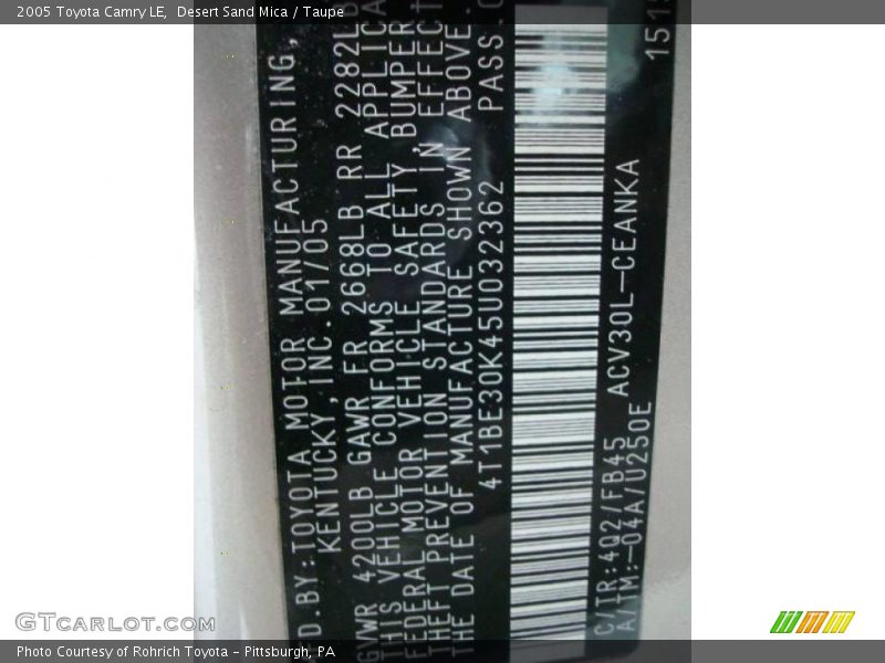 Desert Sand Mica / Taupe 2005 Toyota Camry LE