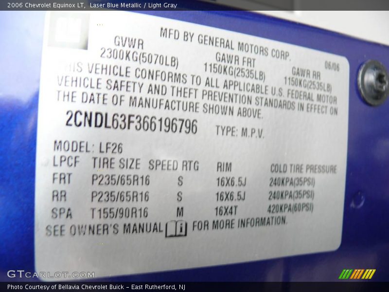 Laser Blue Metallic / Light Gray 2006 Chevrolet Equinox LT
