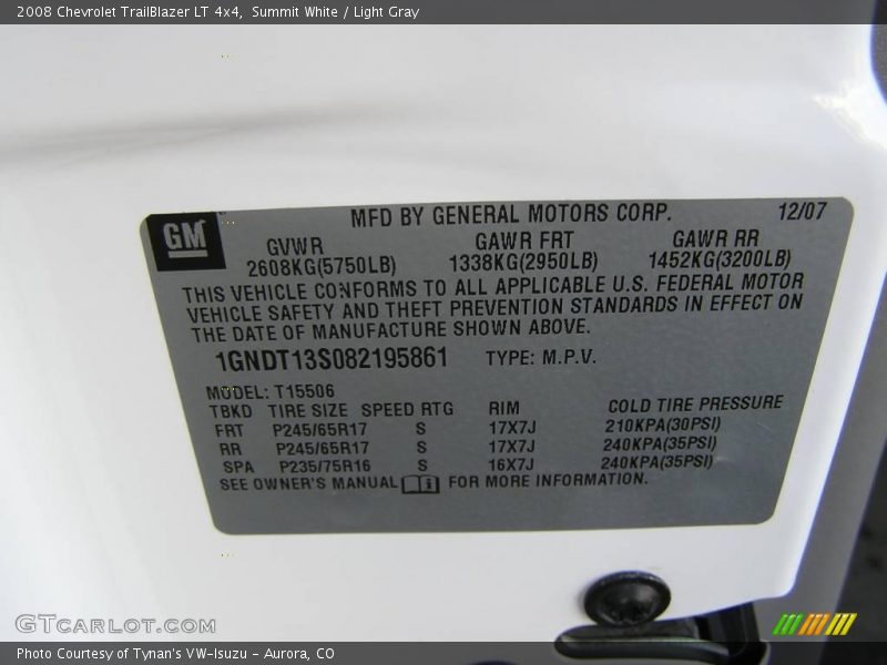 Summit White / Light Gray 2008 Chevrolet TrailBlazer LT 4x4