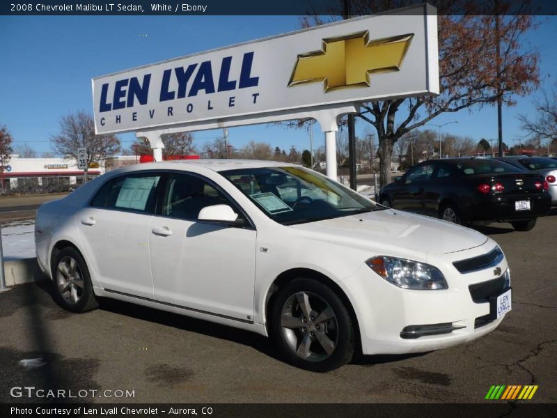 White / Ebony 2008 Chevrolet Malibu LT Sedan