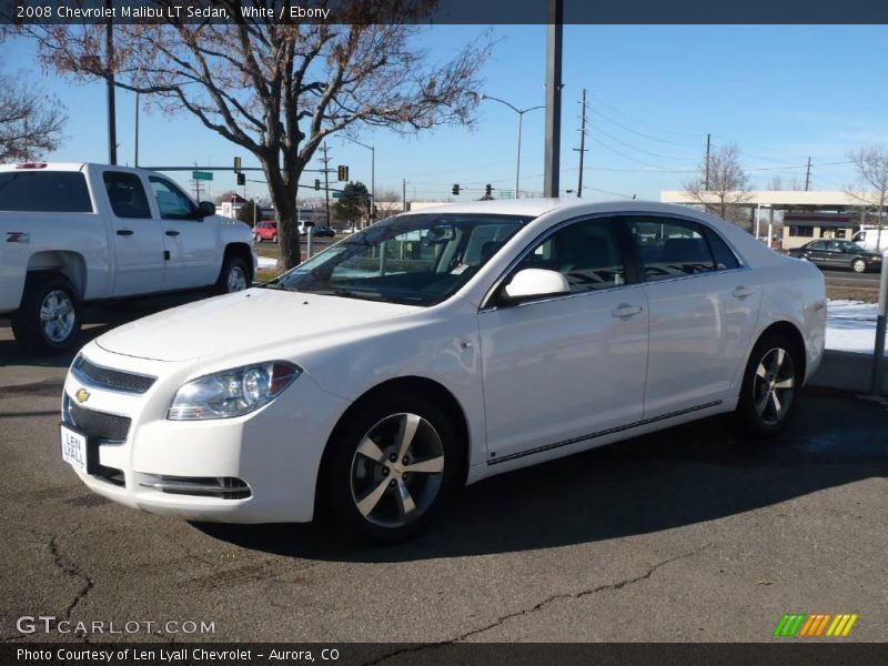 White / Ebony 2008 Chevrolet Malibu LT Sedan