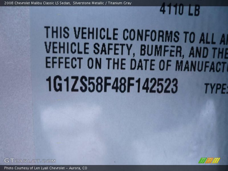 Silverstone Metallic / Titanium Gray 2008 Chevrolet Malibu Classic LS Sedan